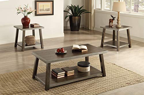 Benzara Wooden Coffee and End Table, Set of 3, Brown