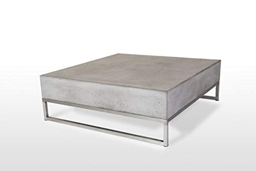 Concrete Living Room Coffee Table with Stainless Steel Base Gray