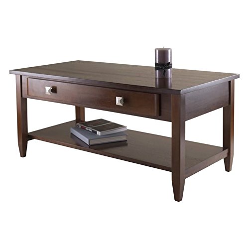 Pemberly Row Tapered Leg Coffee Table in Antique Walnut