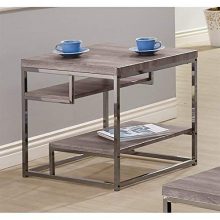 2-Shelf End Table Weathered Grey and Black Nickel