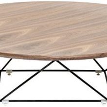 Veneer Finished Round Coffee Table with Metal Base