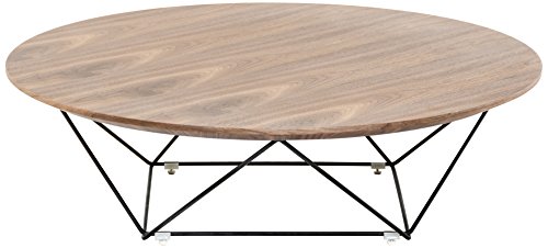 Veneer Finished Round Coffee Table with Metal Base