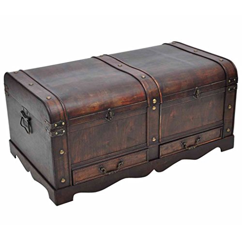 Wooden Treasure Chest Brown Coffee Table