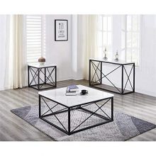 Steve Silver Skyler White Marble Top Square Coffee Table