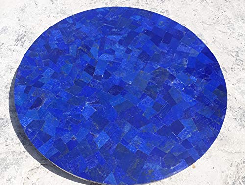 Coffee Table Shiny Lapis Lazuli Stone at Random Inlaid Work