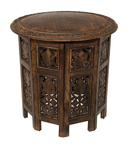 Hand Carved Rajasthan Folding Accent Coffee Table