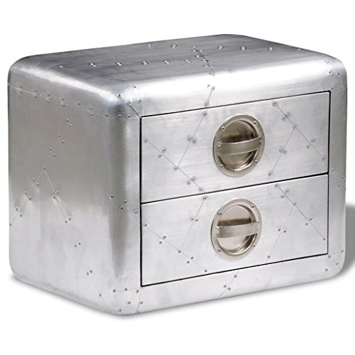Festnight Aluminum Coffee Table Bedside Night Stand with Storage Drawers