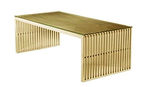 Maya Steel Rectangular Coffee Table in Brushed Gold