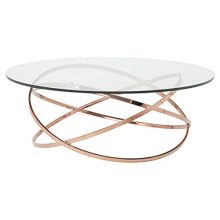 Savannah Modern Classic Rose Gold Glass Coffee Table