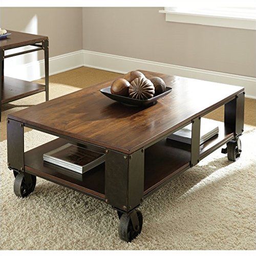Barrett Coffee Table in Distressed Tobacco and Antiqued Metal