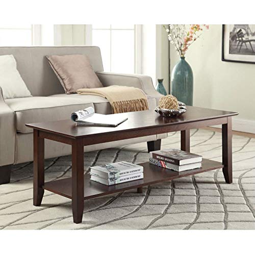 StarSun Depot Eco-Friendly Espresso Wood Coffee Table with Bottom Shelf