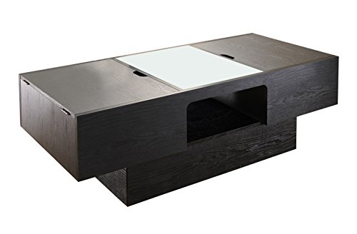ioHOMES Lansing Rectangular Coffee Table with Storage, Black