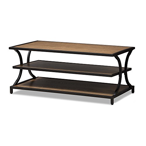 Baxton Studio 48.03 in. Coffee Table in Brown and Black Finish