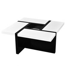 Daonanba Coffee Table Oak and High Gloss Black