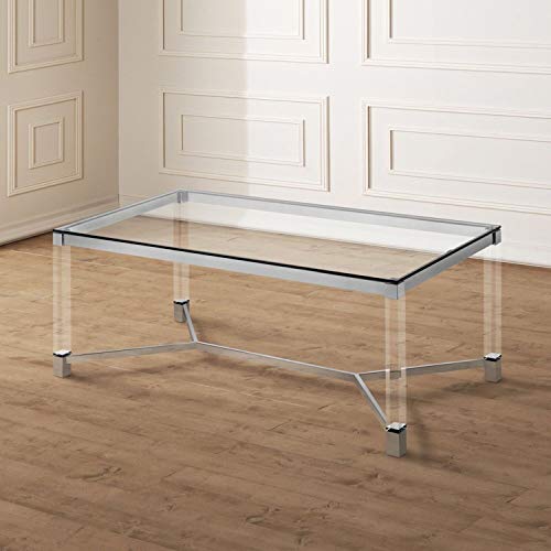 Furniture of America Rayna Contemporary Glam Tempered Glass Coffee Table