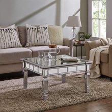 Southern Enterprises Glenview Square Mirrored Coffee Table, Silver