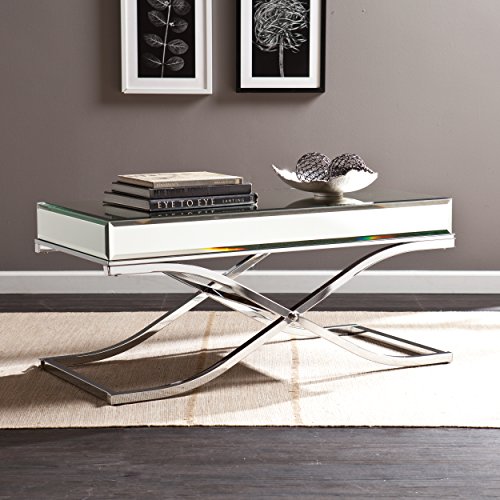 Ava Mirrored Coffee Table - Chrome Frame Finish - Contemporary Glam Style