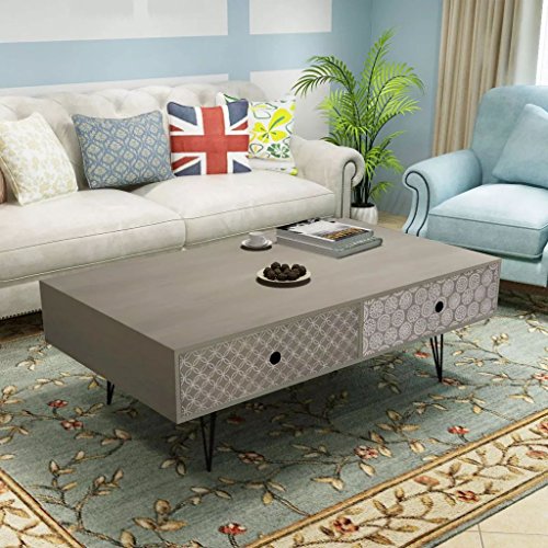 Festnight Coffee Side Table with 4 Storage Drawers