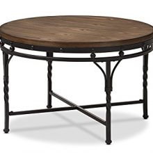 Industrial Round Coffee Cocktail Occasional Table, Antique Bronze