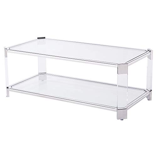 Kathy Kuo Home Warren Angled Acrylic Silver Coffee Table
