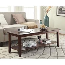 StarSun Depot Espresso Wood Grain Coffee Table with Bottom Shelf