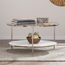 Southern Enterprises Risa Coffee Table, Metallic Gold/White