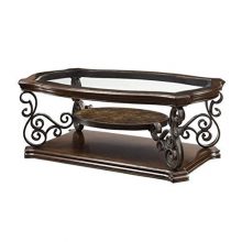 Coaster Home Furnishings Coffee Table with Tempered Glass Top Deep Merlot