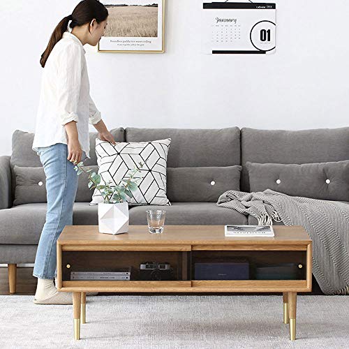 YX Coffee Table - Nordic Glass Solid Wood