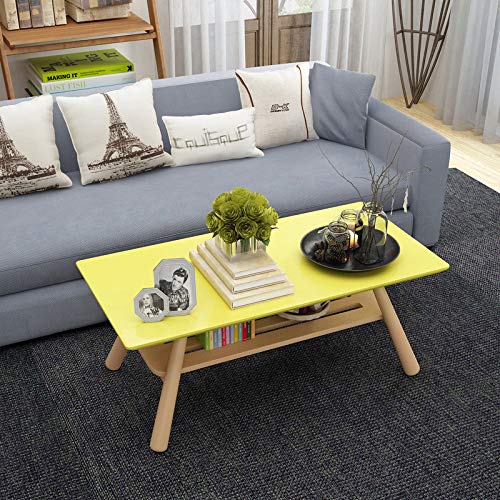 YX Nordic Coffee Table Double Storage Small Table, Yellow