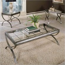 BOWERY HILL 3 Piece Coffee and End Table Set in Silver