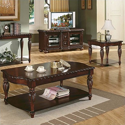 3 Piece Coffee Table Set in Mahogany Cherry