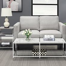 Convenience Concepts Coffee Table Faux White Marble/Glass/Chrome Frame