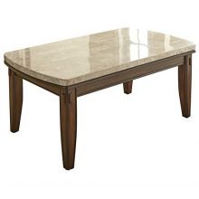 Steve Silver Eileen Marble Top Coffee Table in Hand Burnished Pecan