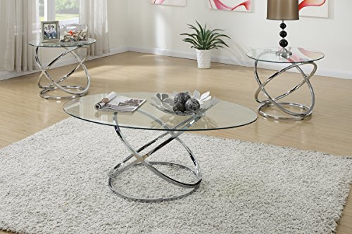 Poundex F3087 Occasional Table Set with Spinning Circles Base Design, Multi
