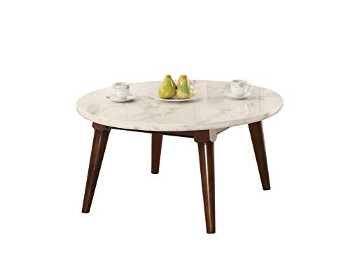 Benzara Wooden Coffee Table with Marble Top, Brown