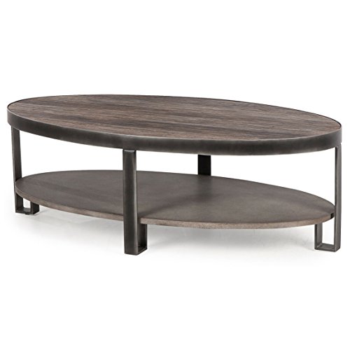 Kathy Kuo Home Owen Industrial Loft 2 Tier Brushed Metal Coffee Table