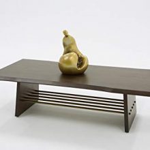 Finished Live Edge Rectangular Coffee Table with Antique Brass Inlay