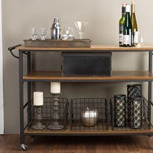 Baxton Studio Lancashire Wood and Metal Kitchen Cart, Brown