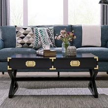 Southern Enterprises Campaign Coffee Table, Black