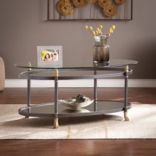 Southern Enterprises Allesandro Oval Coffee Table, Dark Gray Finish