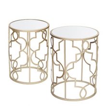 Joveco Side End Coffee Table Set of 2 Gold