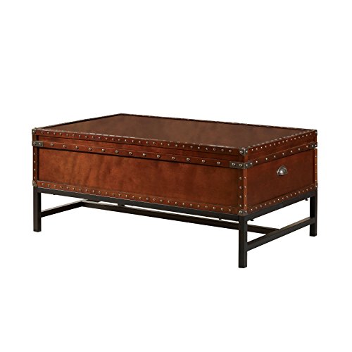 Furniture of America Cassone Contemporary Trunk Style Coffee Table, Cherry