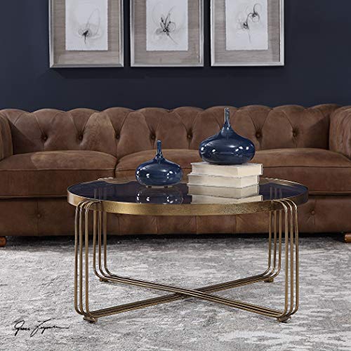 Uttermost Hilde - 41" Coffee Table, Antique Gold Finish with Clear Glass