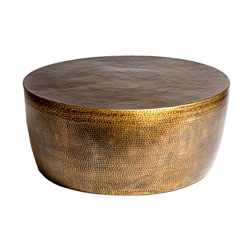 Home Taroudant Industrial Loft Hammered Brass Coffee Table