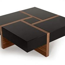 Modern Style Matte & Veneer Finished Living Room Square Coffee Table