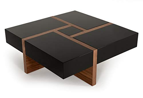 Modern Style Matte & Veneer Finished Living Room Square Coffee Table
