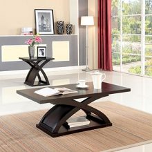 Barkley Modern Coated Espresso Finish X-Shaped Base Coffee Table