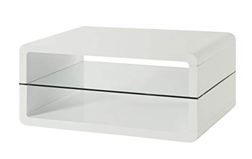 Coffee Table with 2-shelf White and Clear