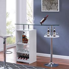 Southern Enterprises Kirby bar Table, Chrome, high Gloss White