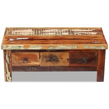 Tidyard Vintage End Side Coffee Table with 2 Drawers, Antique